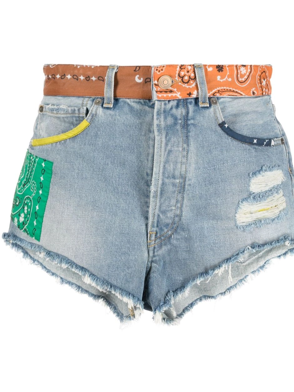 Cheap Women shorts denim bandana-print California Alanui 0810